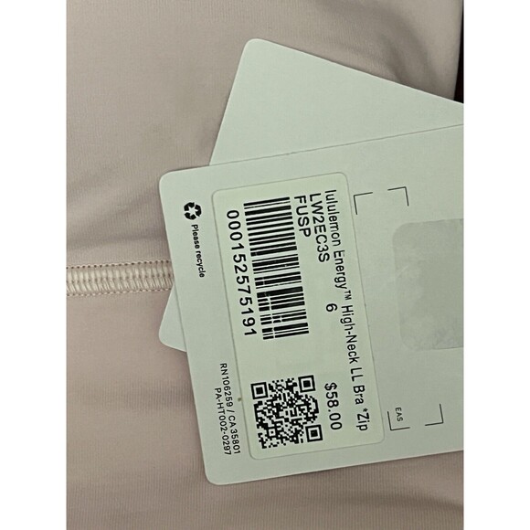 Lululemon Energy High Neck Longline Bra *Zip FUSP Flush Pink Sz 6 New - Picture 3 of 5